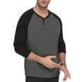 thumbnail image 3 of QDG Men's Henley Shirt Color Block Raglan Long Sleeve Slim Fit Casual Tee Shirt, 3 of 8