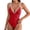 Red, variant on CHGBMOK Womens One Piece Swimsuit Tummy Control V Neck Bathing Suit Double Straps Backless Swimwear