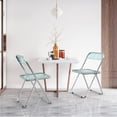thumbnail image 5 of 2 Pack Acrylic Folding Chairs, Clear Chair Foldable and Stackable, Plastic Panel & Metal Chrome Frame, Capacity 350 lbs, Blue, 5 of 5
