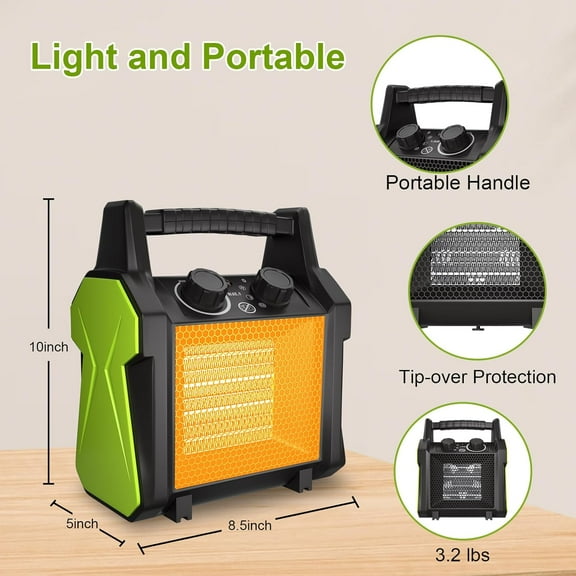 Outdoor  for , Electric Space  with Overheat Protection, 1500W Fast Heat PTC Ceramic Portable Garage  for Workshop, Greenhouse