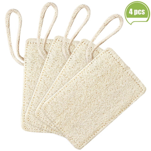 4PCS natural dishwashing sponge loofah (primary color-7*11 rectangle)