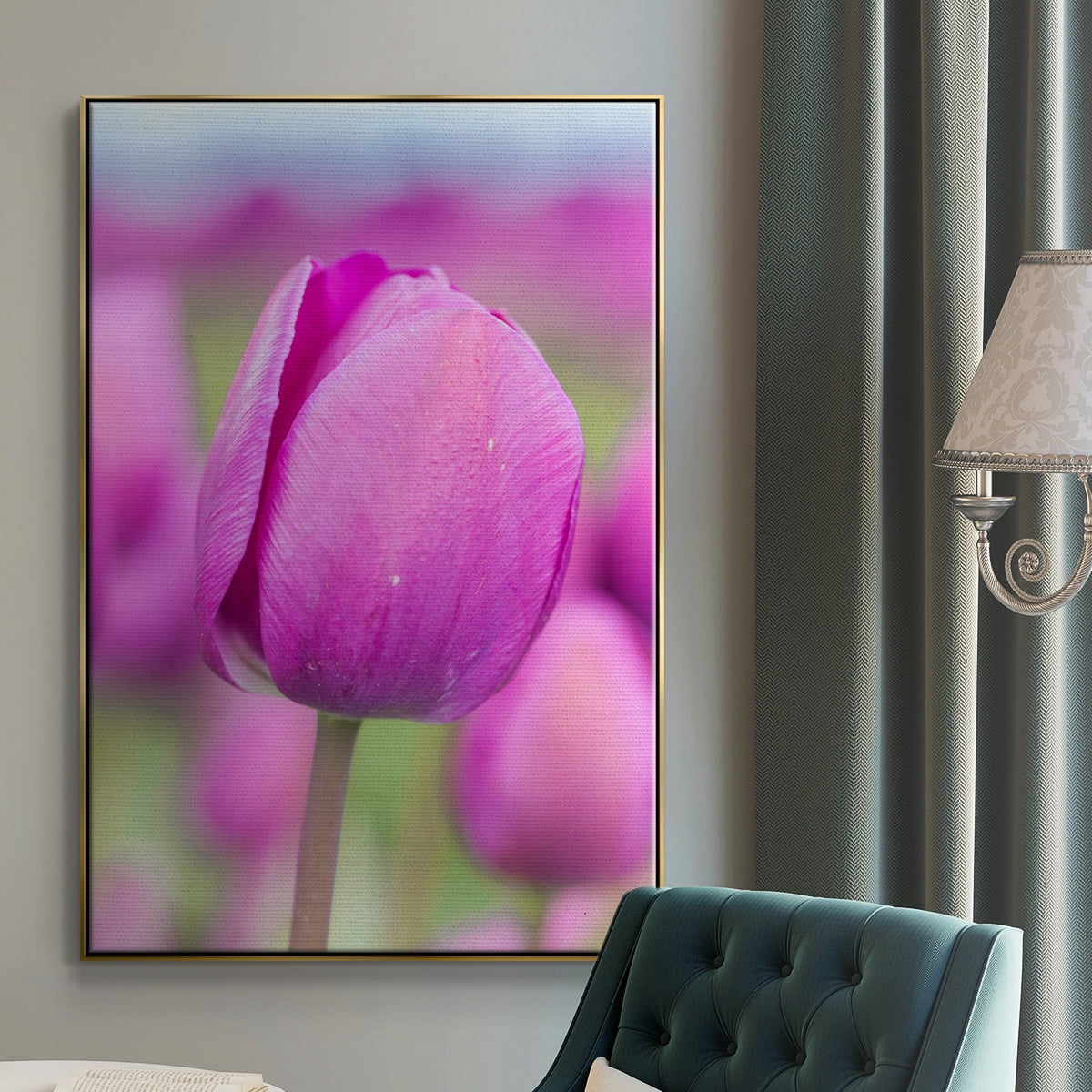 Magenta Stem Framed Premium Gallery Wrapped Canvas - Ready to Hang