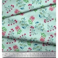 thumbnail image 2 of Soimoi Cotton Duck Fabric Leaves & Pink Flower Floral Print Fabric by the Yard 42 Inch Wide, 2 of 3