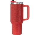 thumbnail image 2 of STP GOODS Stainless Steel Rhinestone Insulated Tumbler with Handle Lid and Straw 40 fl oz (1200 ml) Double-Wall Travel Mug, Red, 2 of 4
