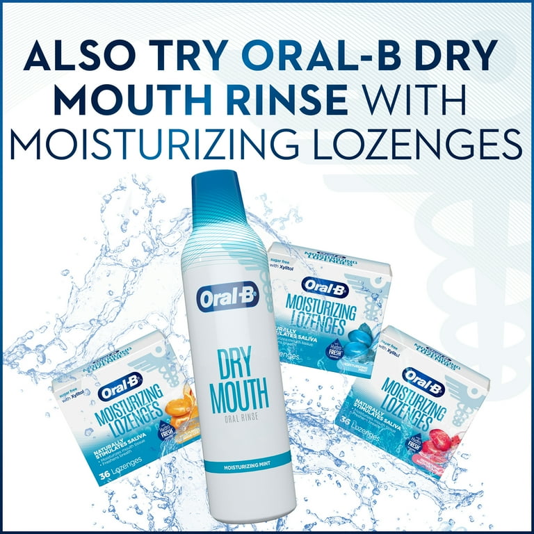 Oral-B Dry Mouth Moisturizer Lozenges, Sugar Free Xylitol, Orange