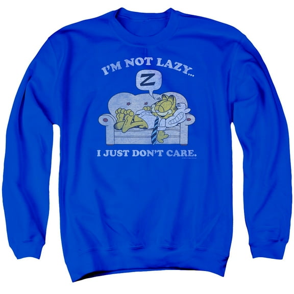 Garfield Not Lazy Adult Crewneck Sweatshirt Royal Blue