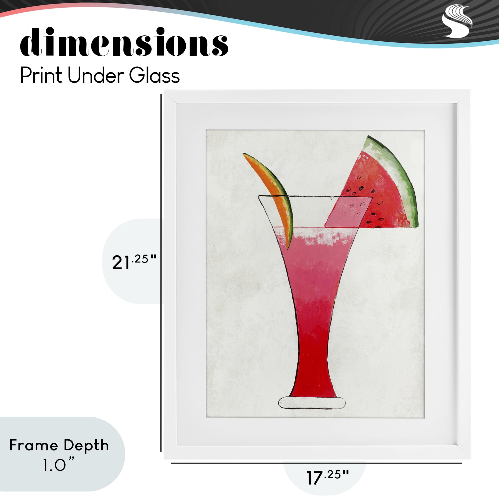 Stupell Industries Summer Cocktail Watermelon Slice White Framed Print Under Glass, design by Lorenzo Collective
