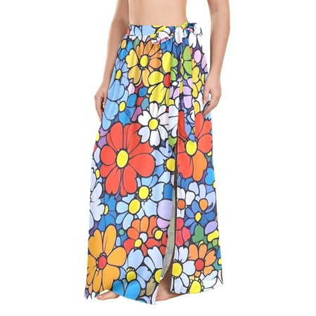 FORMRS Beach Sarong for Women Semi-Sheer Wrap Skirt Swimsuit Cover Up  Floral Fiesta