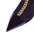 thumbnail image 2 of XYD Women Chic Pointed Closed Toe Middle Metal Chain Strap Ankle Boots Side Zip Chunky Chain Low Heel Bootie Shoes Size 12 Purple, 2 of 4