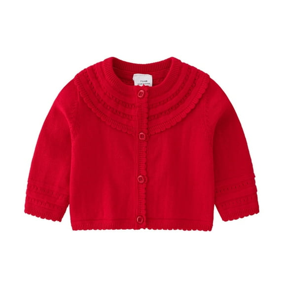 Esaierr Girls Cardigan Jacket,For 6M-3Y Toddler Baby Sweater Jacket,Newborn Girls Long Sleeves Crew Neck Buttons Cardigan Knit Top
