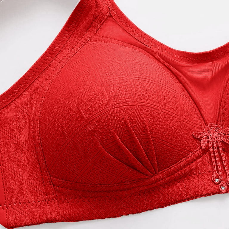 Yeahitch Compression Wirefree High Support Bra for Women Small to Plus Size  Everyday Wear, Exercise and Offers Back Support Red XL 