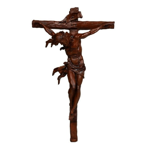 Pacific Giftware Wood Looking Finish Wall Crucifix Statue Home Decor