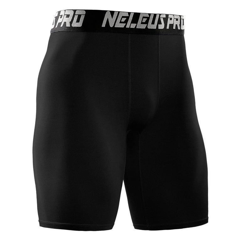 NELEUS Men's Performance Compression Shorts Athletic Workout Underwear 3  Pack,Black,US Size XL 