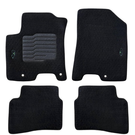 Carpet Floor Mats for 2020 to 2026 Hyundai Venue, with Driver Heel Pad and Safety Locks, Front and Rear, Black