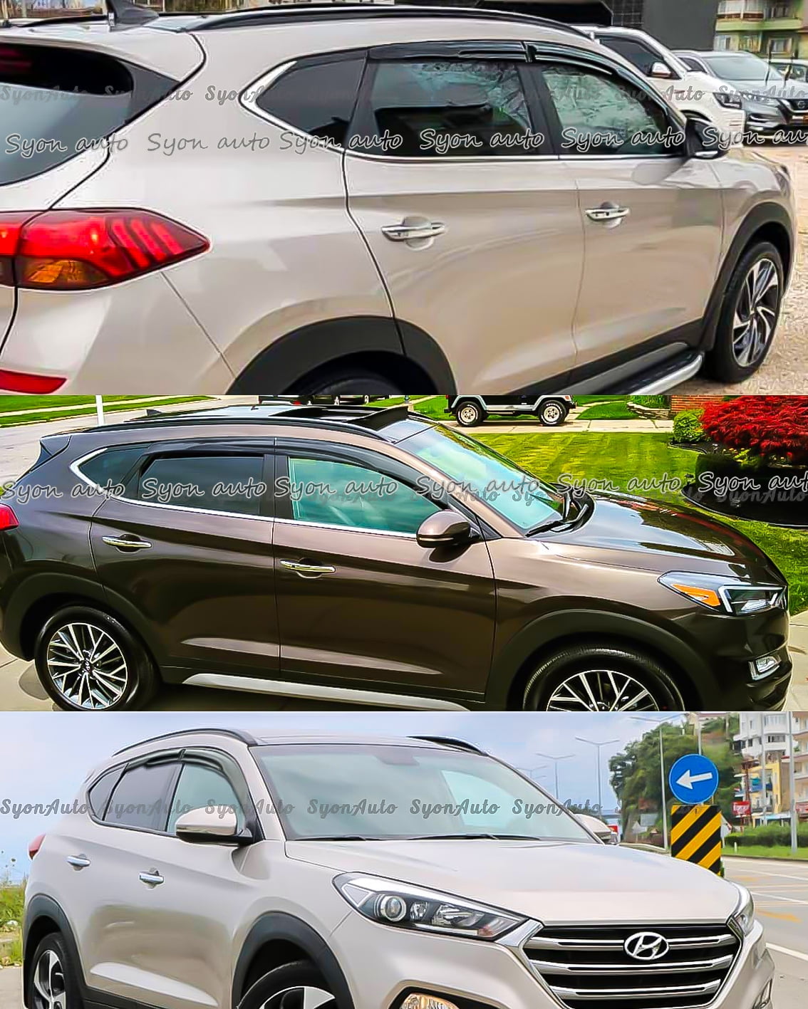 Fits 2016-2021 Hyundai Tucson 3D Wavy JDM Mugen Style Window Visor Rain Guard Vent