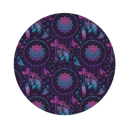 

Cauagu Purple Dreamcatcher1 for Round Coaster Drink Coasters Set of 4 Leather Bar Beer Beverage Cup Mat for Drinks for Tabletop Protection & Coffee Table Decor