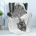 thumbnail image 4 of Celtic Soft Flannel Fleece Throw Blanket, Hand-Drawn Tree of Life and Triskelion at Roots for in Cult, Cozy Plush for Indoor and Outdoor Use, 50" x 70", White and Black, by Ambesonne, 4 of 5