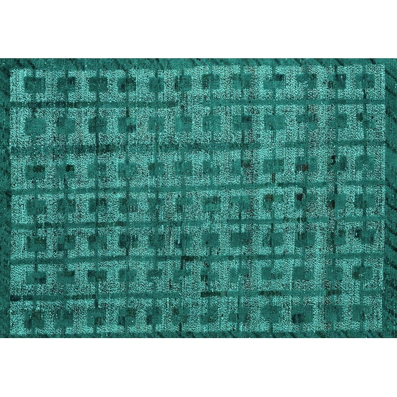 Ahgly Company Machine Washable Indoor Rectangle Abstract Turquoise Blue Modern Area Rugs, 5' x 7'