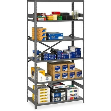 Tennsco Commercial Shelf 36" x 24" x 75" - 6 x Shelf(ves) - Medium Gray - Steel - Recycled - Assembly Required
