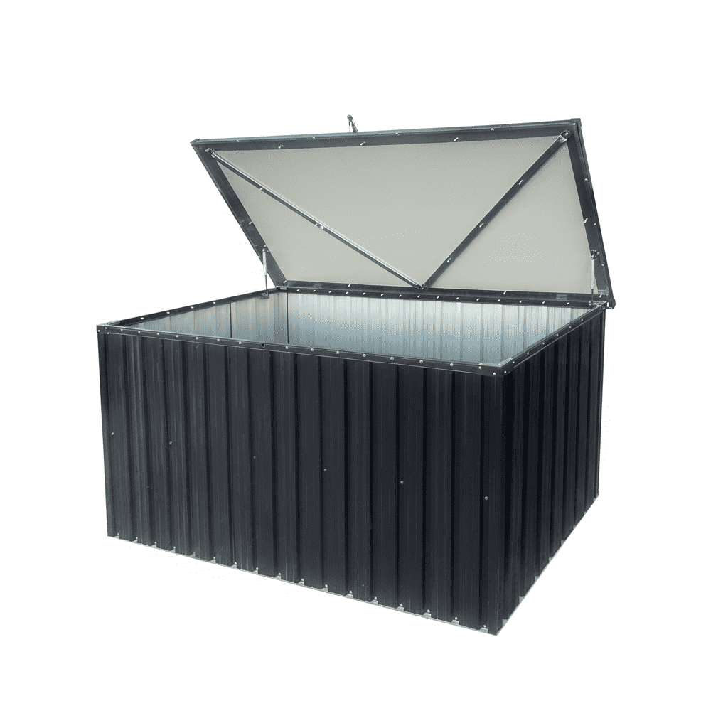 Alvantor Outdoor Storage Box - Weatherproof Metal Deck Box for Patio Cushions Garden Tools, Medium Black