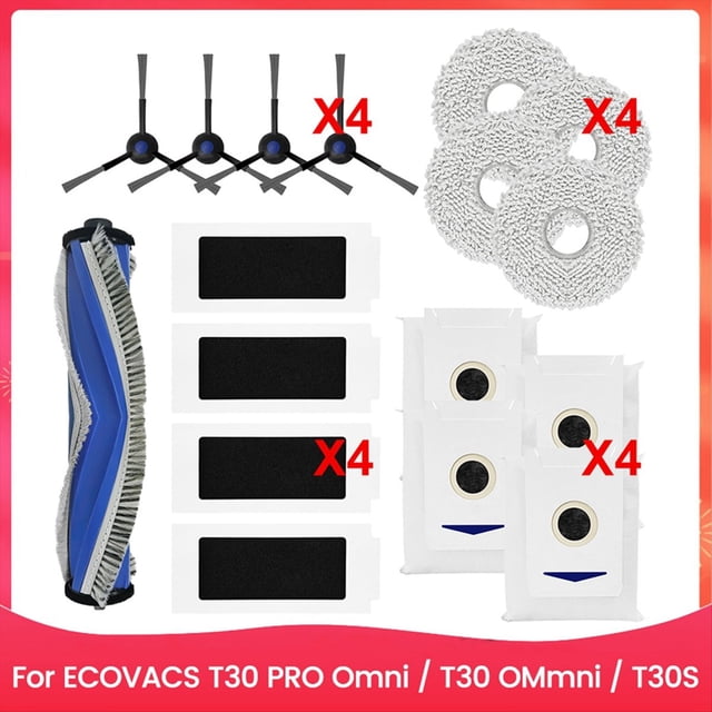 Accesorios de Repuesto para Aspiradoras para T30 PRO Omni / T30 OMmni / T30S Series: Cepillo Principal y Lateral, Filtro HEPA, Bolsa para Polvo