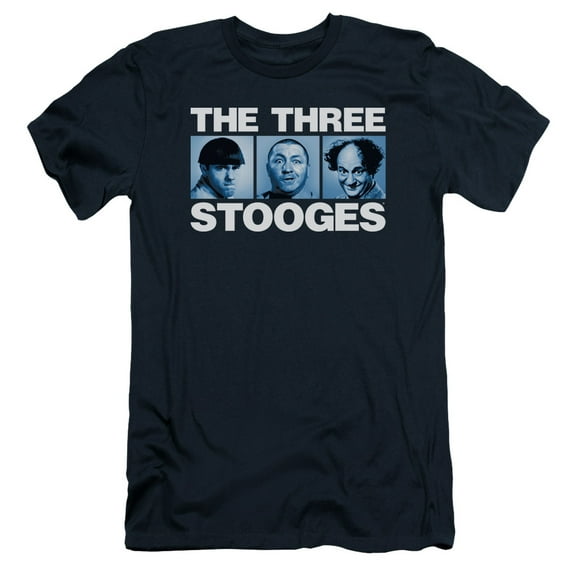 Three Stooges Three Squares S/S Adult 30/1 T-Shirt Navy