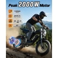 thumbnail image 6 of Electric Bike for Adult,2000W Peak Motor Max 28Mph, 48V 20AH Up to 80 Miles Electric Bicycle, UL 2849,Dual Suspension, 20" Fat Tires Mountain Bike, 6 of 7