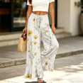 thumbnail image 5 of Sewkxo Boho Wide Leg Pants for Women Flowy Drawstring Floral Palazzo Pants Baggy Tropical Hawaiian Pull on Beach Pant,Purple XL, 5 of 6