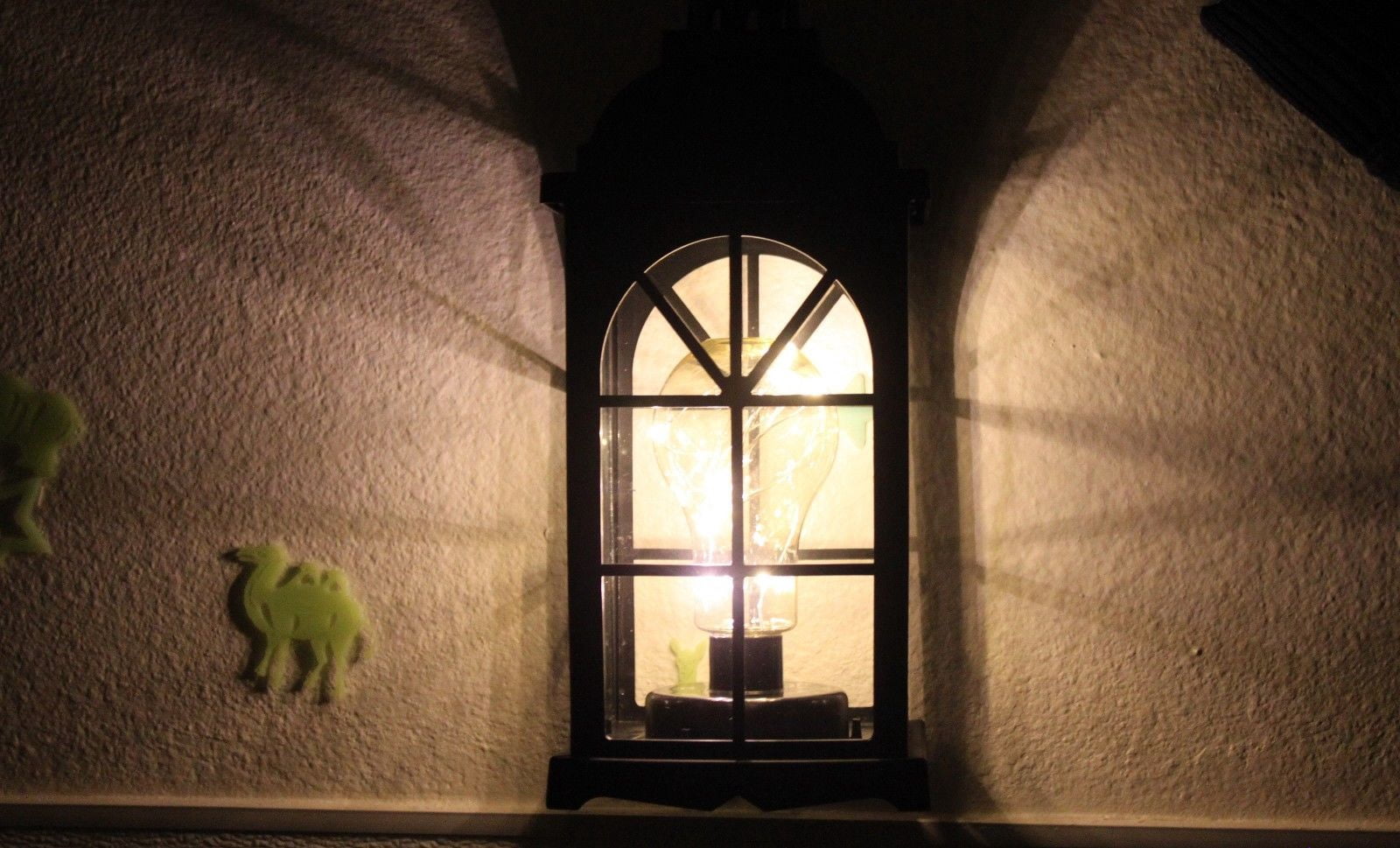 12“ Vintage LED Metal Lantern Lamp String Fairy Firefly Warm Light Bulb included