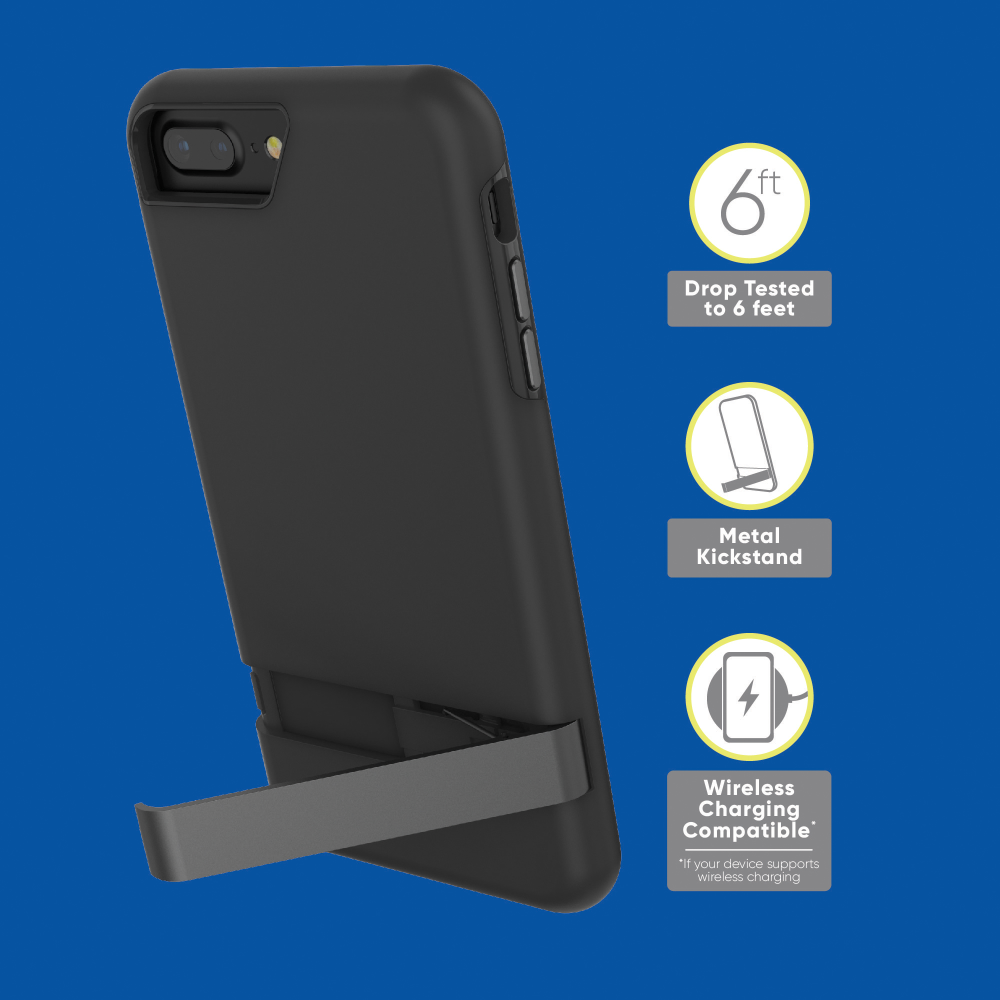 onn. Phone Case with Kickstand for iPhone 6 Plus, iPhone 6s Plus