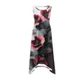 thumbnail image 5 of Lorytime Womens Beach Dresses Midi Length Summer with Pocket Sleeveless Tank Dress Hankerchief Hem Hawaiian Sundress Calf Length Dresses Floral Print Crewneck Dress Resortwear S, 5 of 6