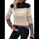 thumbnail image 2 of Suéteres de Bloque de Color para Mujer, Blusas de Larga con Cuello Alto, Suéter de Punto Holgado. Caqui S, 2 of 7