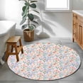thumbnail image 3 of Round Area Rug 3.3 Ft, Spring Wildflowers Washable Non-Slip Circle Carpet for Living Room/Bedroom, Botanical Watercolor Floral Leaf Plant Low-Profile Small Kitchen Mats Collection Rugs for Indoor, 3 of 8