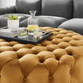 thumbnail image 2 of Amour Tufted Button Large Round Performance Velvet Ottoman Cognac, 2 of 6