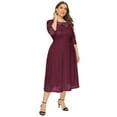 thumbnail image 3 of OBEEII Plus Size Wedding Guest Dress Chic Floral Lace Dresses for Women 3/4 Sleeve Party Dresses with Pockets, 3 of 5