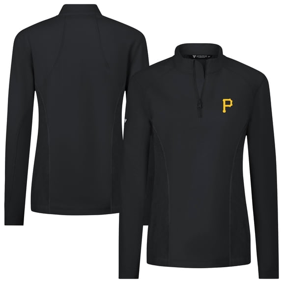 Women's Levelwear Black Pittsburgh Pirates Upright Insignia 2.0 Quarter-Zip Tri-Blend Top