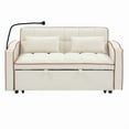 thumbnail image 5 of 55.51 inch versatile foldable sofa bed in 3 lengths, modern sofa sofa sofa velvet pull-out bed, adjustable back and with USB port and ashtray and swivel phone stand (Beige), 5 of 8