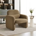 thumbnail image 2 of Modern Accent Chair, Upholstered Round Armchair with a Waist Pillow,Chenille Fabric Leisure Single Sofa Chair for Bedroom, Office and Living Room,Khaki, 2 of 10
