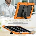 thumbnail image 6 of Case for iPad Pro 13 2024, Military Grade Protective Silicone PC Cover with Screen Protector & Adjustable Kickstand & Shoulder Strap & Pencil Holder & 3-layer Protection, Orange+Black, 6 of 8