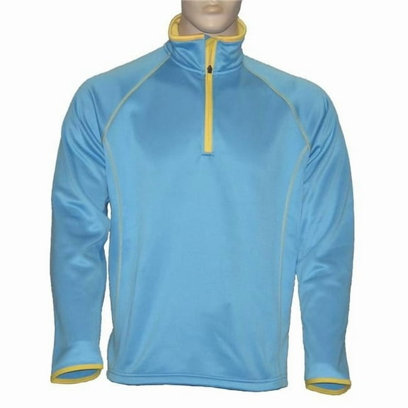 The Weather Apparel Co Men's Poly Flex Golf Pullover 1/4 Zip Sweater - Blue Yellow (Medium)