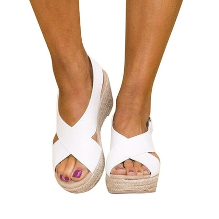 

LEEy-World Women S Sandals Women s Wedge Sandals Ankle Strap Open Toe Summer Sandal Beach Bohemia Comfortable Platform Outdoor Flats Shoes