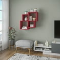 thumbnail image 3 of Ada Home Decor Furniture 39.37" 2 Tier Burgundy Watkins Modern Wall Shelf, 3 of 7