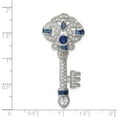 thumbnail image 2 of 925 Sterling Silver Blue Cubic Zirconia Cz Key Slide Pendant Charm Chain, 2 of 6
