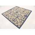 thumbnail image 3 of Unique Loom Botanical Collection Traditional Border Transitional Indoor and Outdoor Flatweave Square Rug, 6 Feet, Blue/Beige, 3 of 5