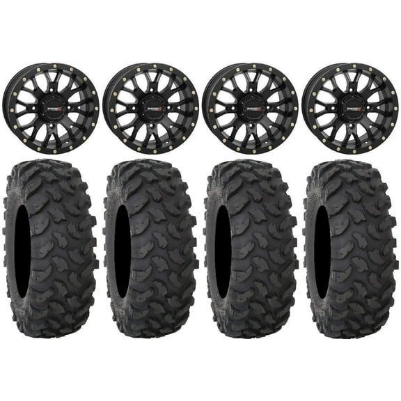 System 3 ST-3 Black 15" Wheels 37" XTR370 Tires Can-Am Commander Maverick Renegade Outlander Defender