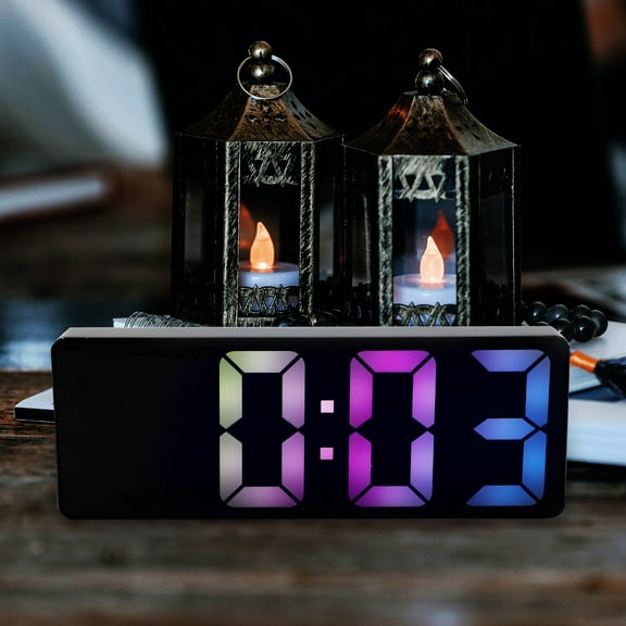 PTOOTP LED Alarm Clock for Bedroom, Black Plastic, Easy-to-Use Digital Clock with Bright Display, 1 Piece