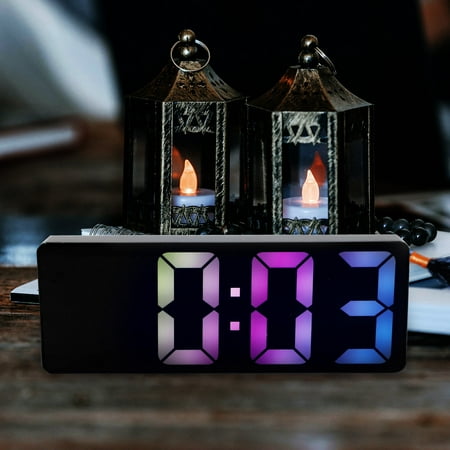 PTOOTP LED Alarm Clock for Bedroom, Black Plastic, Easy-to-Use Digital Clock with Bright Display, 1 Piece