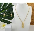 thumbnail image 3 of Pierced gold rope chain cutout tube necklace and earring set, 3 of 4