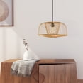 thumbnail image 2 of Modern Oval Bamboo Chandelier Hanging Light Fixture for Living Room, Dining Room, Entryway, 2 of 7