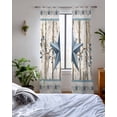 thumbnail image 3 of Texas Star Navy Blue Sheer Curtains 84 Inch Length 2 Panels Set for Living Room/Bedroom, Farmhouse Vintage Art Wooden Kitchen Curtains Grommet Semi-Sheer Curtains Drapes Window Treatments 52"x84"x2, 3 of 7